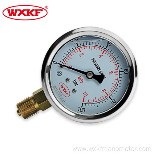 Stainless steel glycerin filled pressure gauge